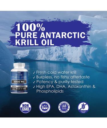 Antarctic Krill Oil Supplement - 3000mg - 150 Softgels - High EPA, DHA, Astaxanthin - Made in USA - Buy Online on GoSupps.com