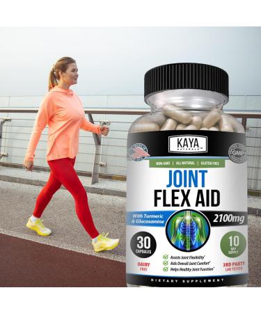 Kaya Naturals Mobility Flex Aid - Mobility Support Supplement for Men and Women - Turmeric Capsules with Glucosamine Sulfate - for Knee Support and Mobility Health - 30 Count 30 Count (Pack of 1) - Buy Online on GoSupps.com
