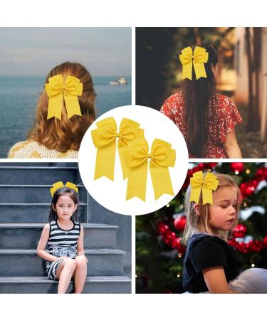 2 Pack 6 inch Bow Hair Clips Large Hair Bow Hair Barrette Clips for Women Girls Yellow Hair Bow - Buy Online on GoSupps.com
