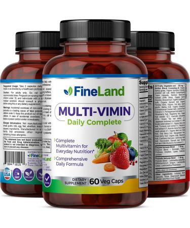 FineLand Multi-Vimin Daily Complete 22 Vitamins Plus 42 Fruits Vegetables and Herbs Immune and Digestive Support with Enzymes Probiotics and Full Spectrum Minerals 60 Vegan Capsules - Buy Online on GoSupps.com