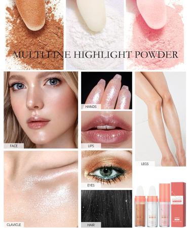 3 PCS Body Glitter Highlighter Powder Stick Polvo De Hadas Face Body Shimmer Sparkle Loose Highlight Powder High Gloss Fairy Glitter Valentine's day Makeup for Hair Face Cosmetic with Bright Luster 01#+02#+03# - Buy Online on GoSupps.com