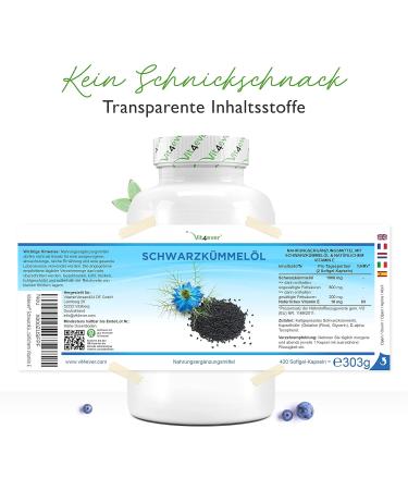 Vit4ever Black Cumin Oil - 420 Capsules | 1000mg Cold-Pressed Egyptian Extract | Natural & Lab-Tested for Optimal Health - Buy Online on GoSupps.com