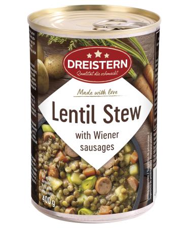 DREISTERN Lentil stew with Viennese sausage (sliced) | ready meal | delicious stew in a tin