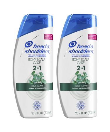Head & Shoulders Itchy Scalp Care Anti-Dandruff 2 in 1 Shampoo and Conditioner Infused with Eucalyptus 23.7 Fl Oz Twin Pack