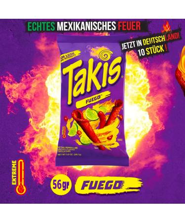 Buy Takis Fuego Chips Box - Spicy 56g (Pack of 5) for International Shipping - Large Pack Snacks - Buy Online on GoSupps.com