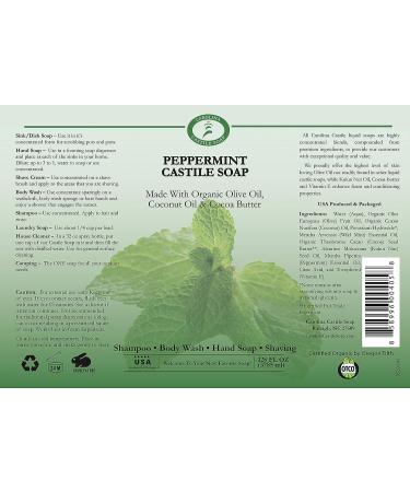 Carolina Peppermint Castile Liquid Soap 1 Gallon - Vegan & Organic Body Wash with Skin-Softening Olive Oil - Pure Peppermint Castile Soap for a Refreshing Cleanse - Buy Online on GoSupps.com