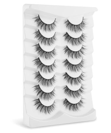 ONLYALL fake eyelashes natural look wrong eyelash fluffy natural eyelashes pack 12mm 3d faux nerz eyelashes a06 7 pairs a06-mink lashes (12mm-16mm) A06