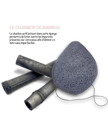 Bio-Konjac Face Sponge Set with Activated Carbon | 4 Drop-Shaped Natural Cleansing Sponges - Eco-Friendly Skincare - Buy Online on GoSupps.com