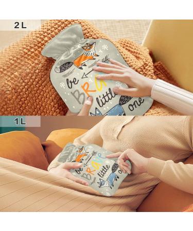 Cute Little Foxes Hot Water Bottle with Cover | Soft & Warm Winter Comfort for Bed Hands Neck & Shoulders | 2L - Buy Online on GoSupps.com