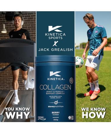 Kinetica Sports Collagen Powder - Berry Flavour | 350g | 5g FORTIGEL Bovine Collagen/Serve 320mg Vitamin C 5 g Vitamin D 100mg Hyaluronic Acid & 500mg Glucosamine Sulphate | Joint & Muscle Support - Buy Online on GoSupps.com