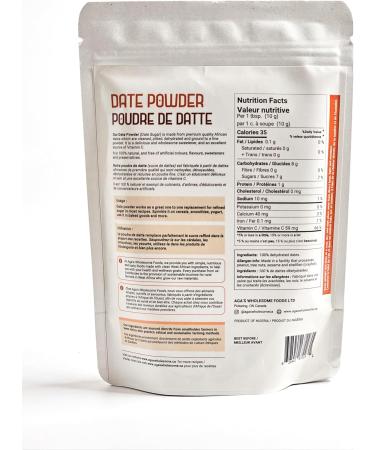 Aga's Wholesome Date Powder 200g Natural Substitute for Refined Sugar Premium Quality Healthy & Natural Sweetener Date Sugar Whole Fruit Sweetener Gluten Free Vegan Non GMO - Buy Online on GoSupps.com