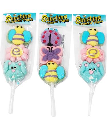 Sunshine Marshmallow Lollipops - Delicious Hand Decorated Strawberry Flavour Mallow Pop Skewers (3 x 30g) - Buy Online on GoSupps.com