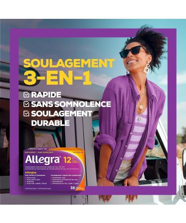 Allegra 12 Hour Allergy Medication Non Drowsy Fast Multi-Symptom Allergy Relief Medicine for Sneezing Runny Nose Itchy/Watery Eyes Throat or Palate Fexofenadine Hydrochloride 60 mg 36 Tablets - Buy Online on GoSupps.com