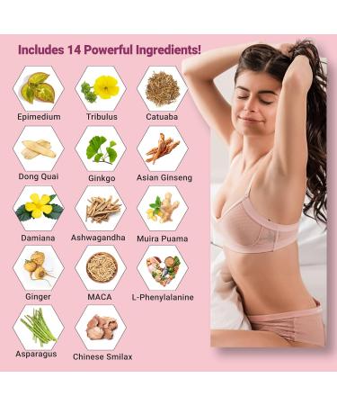 Libido Glow Girl | 14 in 1 Powerful Libido Booster for Women & Aphrodisiac | Helps Improve Women's Drive Passion Sensitivity | Maca Tribulus Ashwagandha | 3rd Party Tested Supplement - 60 Pills - Buy Online on GoSupps.com