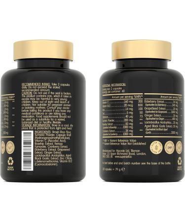Immune System Booster - Immune Support & Recovery Complex - Vitamin C Zinc Selenium Elderberry Probiotics - Immune System Vitamins for Adults - 120 Capsules - Vegan Immunity Booster Supplement - Buy Online on GoSupps.com