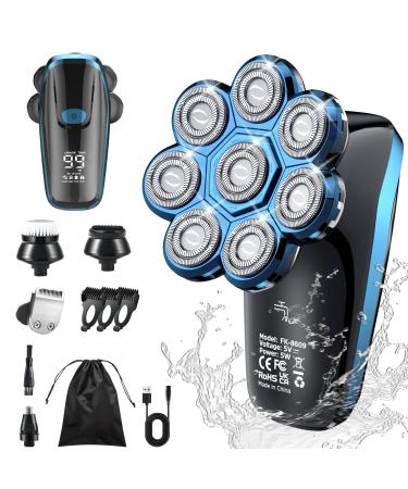 Head Shavers for Men Upgrade 8D Rotating Electric Shavers for Bald Men Cordless Waterproof Wet & Dry USB Rechageable 99min Use Time LED Display Razor Beard for Home Office Travel Black