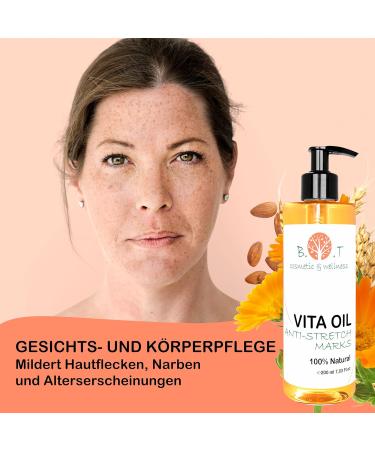Vita-Oil Anti-Stretch Marks Oil | 100% Natural Skin Regenerator | Moisturizes Reduces Scars & Spots | 200 ml for Pregnancy & Dry Skin - Buy Online on GoSupps.com