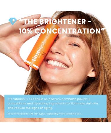 Timeless Skin Care 10% Vitamin C + E Ferulic Acid Serum - 1 oz | Brighten, Restore & Correct Skin | Lightweight Non-Greasy Formula | All Skin Types - Buy Online on GoSupps.com