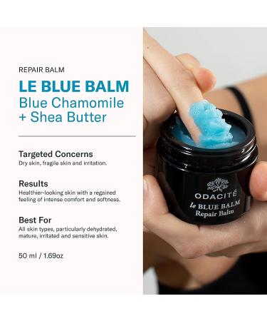 ODACITE Le-Blue Balm Repair Balm - Blue Chamomile & Shea Butter Face Moisturizer for Mature, Dry, or Sensitive Skin - Buy Online on GoSupps.com