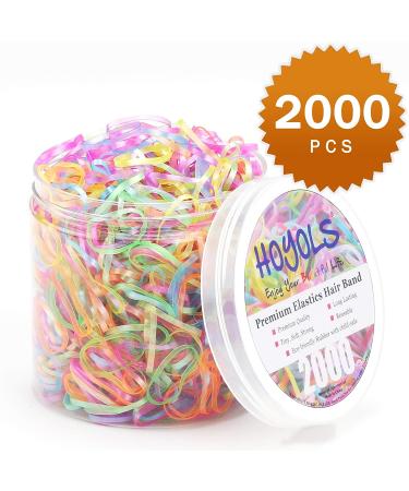 Hoyols 2000pcs Small Baby Elastic Hair Ties - Colorful Rubber Bands for Girls, Kids, and Women - No Damage Ponytail Holders - Bulk 7 Colors - Buy Online on GoSupps.com