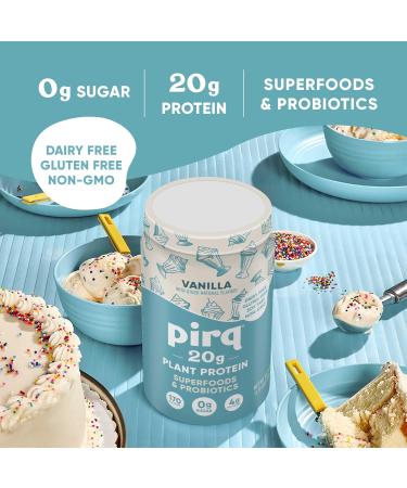 Pirq Dairy Free Protein Powder with 20g Protein 2B CFU Probiotics 25 Superfoods Greens and Fruits Vegan 0g Sugar (14 Servings) (Vanilla) - Buy Online on GoSupps.com