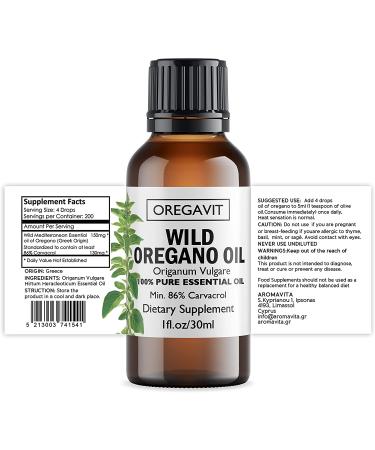 Wild Greek Oregano Oil - 100% Pure, Food Grade Quality, Certified - 1 FL.OZ (30ML) - Buy Online on GoSupps.com