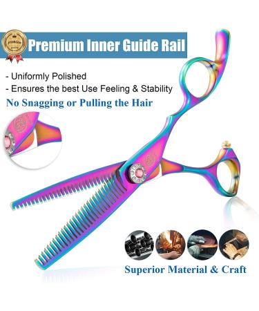 6 Inch Rainbow Double Sided Thinning Shears for Men, Women, Kids - Professional Barber Haircut Scissor for Blending and Texturizing - Buy Online on GoSupps.com