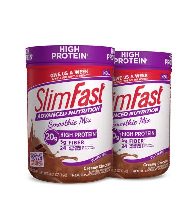 SlimFast Advanced Nutrition High Protein Meal Replacement Smoothie Mix, Creamy Chocolate, Protein Powder, 20g of Protein, 11.01 Fl Oz (Pack of 2) Creamy Chocolate 11.01 Fl Oz (Pack of 2)