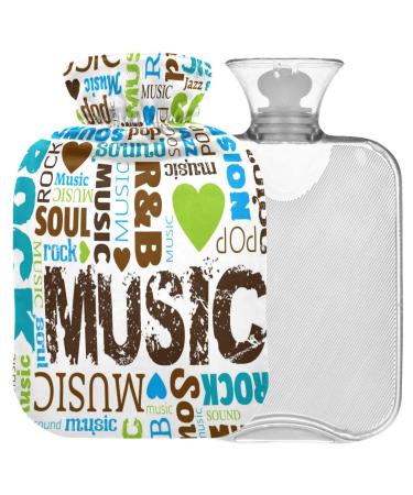 Naanle music hot bottle with reference transparent bag hot water bottle 1l heat bottle for bed handfoot warmer pain relief heat and cold therapy