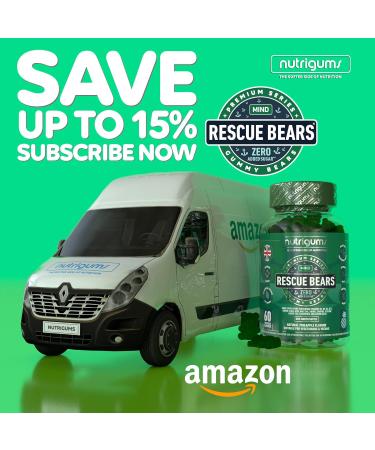 Rescue Bears 60 Vegan Gummies for Daytime Stress & Anxiety Relief - Pineapple Flavour | Green Tea, Lemon Balm, Chamomile, Vitamins & Prebiotics | 60 Count - Buy Online on GoSupps.com