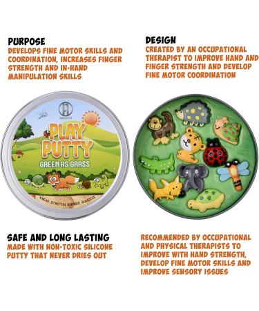Green as Grass Putty Therapy for Kids with Charms | Medium Resistance for Fine Motor Skills | Occupational Therapist Recommended - Buy Online on GoSupps.com