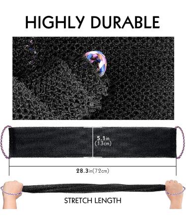 African Long Body Scrubber Bathing Exfoliation Washcloth - 6 Pack with Handle | Nylon Exfoliating Scrubber for Shower | Towel for Women Men | Black Purple Blue - Buy Online on GoSupps.com