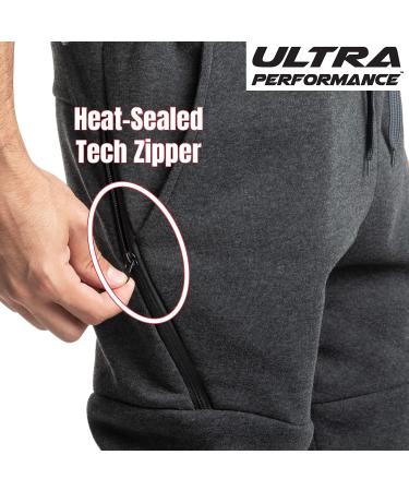 Men's Ultra Performance 3 Pack Fleece Active Tech Joggers with Zipper Pockets - Black/Charcoal/Heather Grey (Large) - Buy Online on GoSupps.com
