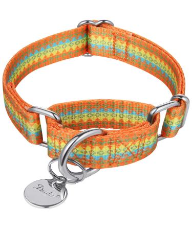 Dazzber martingal collars for dogs adjustable-heavy duty-soft-smooth light they go the dog for large/small dogs (large 2.5cm wide orange and yellow) tall 2.5cm wide orange and yellow