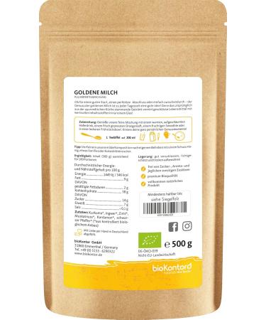 Golden Milk Powder Bio 500g | 100% Natural Turmeric Latte | Premium Ingredients No Added Sugar | Organic & Controlled Cultivation - Buy Online on GoSupps.com
