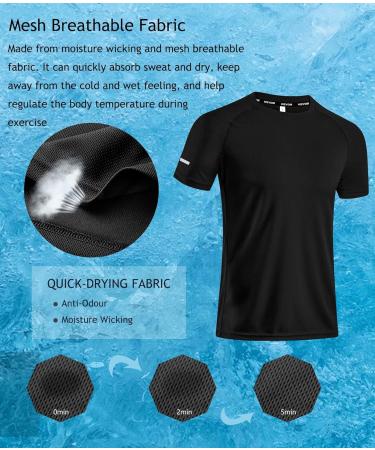 Holure Men's Sports T-Shirts 3 or 5 Pack | Breathable Quick-Drying Running & Fitness Shirts - Black Dark Gray Marine - Buy Online on GoSupps.com