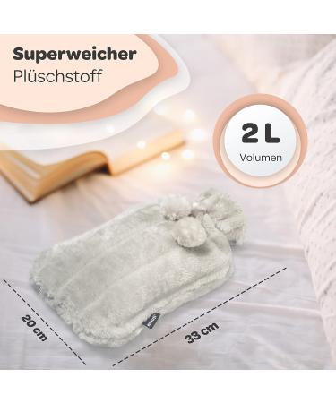 Mouji Premium Hot Water Bottle 2L with Fluffy Cover - Thermophor Heat Bag & Bed Bottle for Adults | Best Warmth & Comfort - Buy Online on GoSupps.com