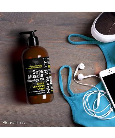 Skinsations Sore Muscle Massage Oil | Organic Arnica Montana Blend with Chamomile Ginger & Peppermint - Naturally Warming Relief - Buy Online on GoSupps.com