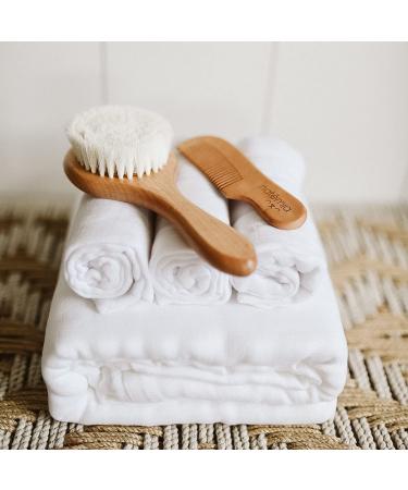 Natemia Wooden Baby Hair Brush Set for Newborns & Toddlers - Natural Soft Bristles - Ideal for Cradle Cap - Perfect Baby Registry Gift Set of 3 - Buy Online on GoSupps.com