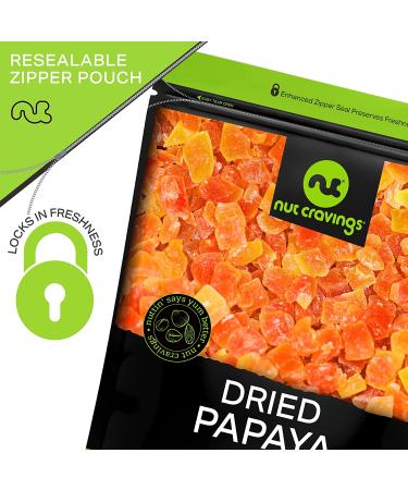 Sun Dried Papaya Chunks with Sugar (32oz) - Sweet Dehydrated Fruit Snack - All Natural, Vegan, Kosher - Fresh & Healthy Treat - Buy Online on GoSupps.com