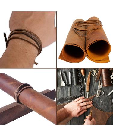 Genuine Full Grain Buffalo Leather Sheets for Earrings, Wallets & Crafts - Dark Brown & Russet Brown - 12x12 (2 Sheets + Cord) by MOONSTER - Buy Online on GoSupps.com