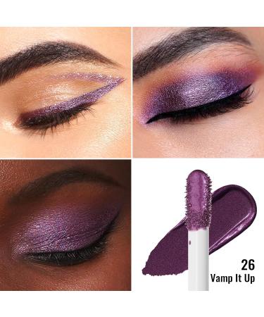 Oulac Liquid Glitter Eyeshadow Highly Pigmented Purple Eyeshadow Liquid Eyeshadow & Liquid Eyeliner | Metallic Deepened Amethyst Blendable Eye Make-up No Creases Vegan 5.4g Vamp It Up(26) - Buy Online on GoSupps.com