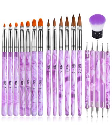 TOROKOM 19 Pcs Nail Art Brushes Acrylic Nail Brush Set for Acrylic Application UV Gel Nail Polish Brush Nail Art Painting Brush Dotting Tool Nail Dust Remover Brushes for Nail Salon Art Tools(Purple) - Buy Online on GoSupps.com