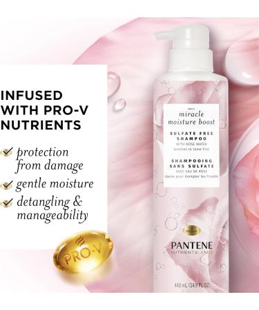Pantene Nutrient Blends Sulfate Free Miracle Moisture Boost with Rose Water Shampoo 440 mL Unscented 440 ml (Pack of 1) - Buy Online on GoSupps.com
