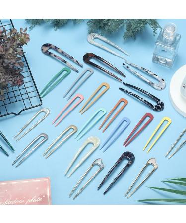 24 Pcs Tortoise Shell U Shaped Hair Pins for Vintage Thick Thin Hair - 4.5 Inch Cellulose Acetate French Hair Forks - Bun Chignon Pin for Women Girls - Buy Online on GoSupps.com