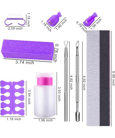 SIQUK Nail Polish Remover Kit - Finger and Toe Nail Clips, Cotton Pads, Files, Cuticle Peeler, and Brush - Gel Nail Removal Set (Purple) - Buy Online on GoSupps.com