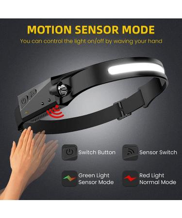 Rechargeable LED Headlamp COB230 | 5 Modes Lightweight Headlamp with Motion Sensor | Type-C USB Charging | Night Running, Fishing, Cycling, Camping | Black-1pcs - Buy Online on GoSupps.com