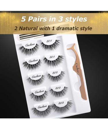 CUCKOO Natural Magnetic Eyelashes Kit - 5 Pairs Dramatic Style - Reusable Full Lashes - Magnetic Eyeliner and False Eyelashes Set - Buy Online on GoSupps.com