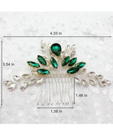 PRETTYLIFE Bridal Crystal Hair Comb - Green Rhinestone Hair Piece for Women and Girls - Buy Online on GoSupps.com