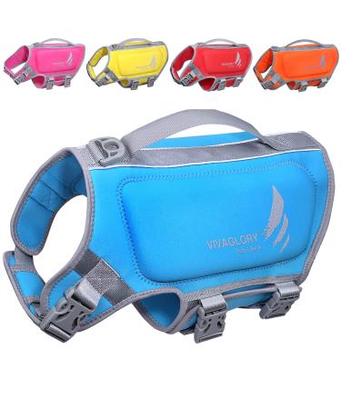 Vivaglory Light lifeguard for dogs pets lifesaver skin-friendly neoprene for small dogs dog swimming vest with D-ring & quick lock blue S: 48-56cm (chest circumference) - Buy Online on GoSupps.com